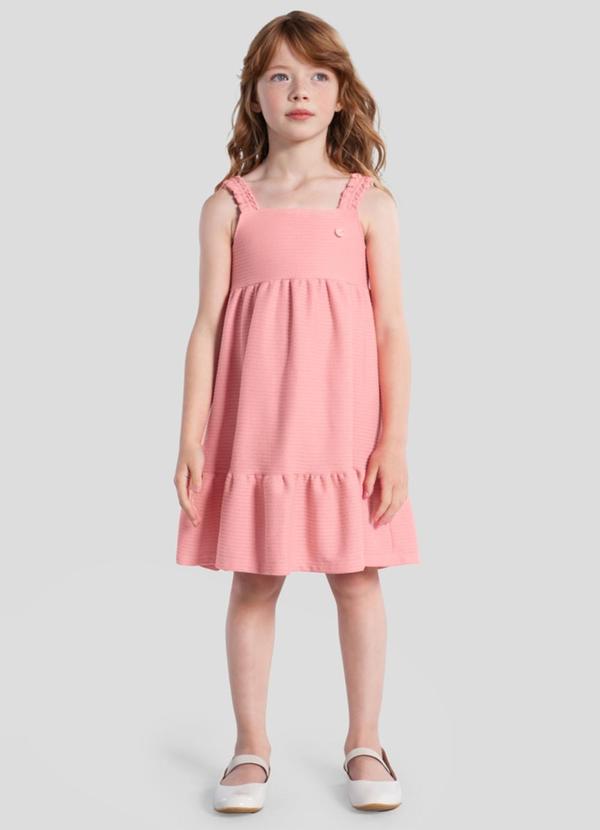 Vestido Infantil Menina em Tricot Rosa