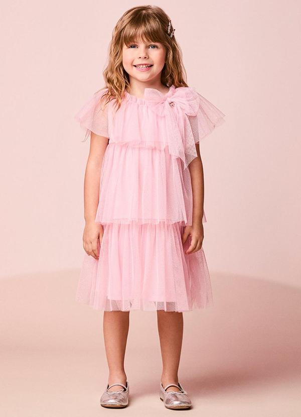 Vestido Infantil Menina em Tule com Babados