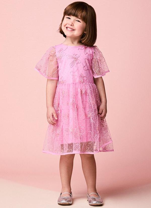 Vestido Infantil Menina em Tule com Lacinhos