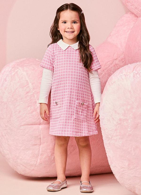 Vestido Infantil Menina em Tweed com Golinha