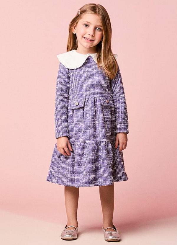 Vestido Infantil Menina em Tweed com Recorte