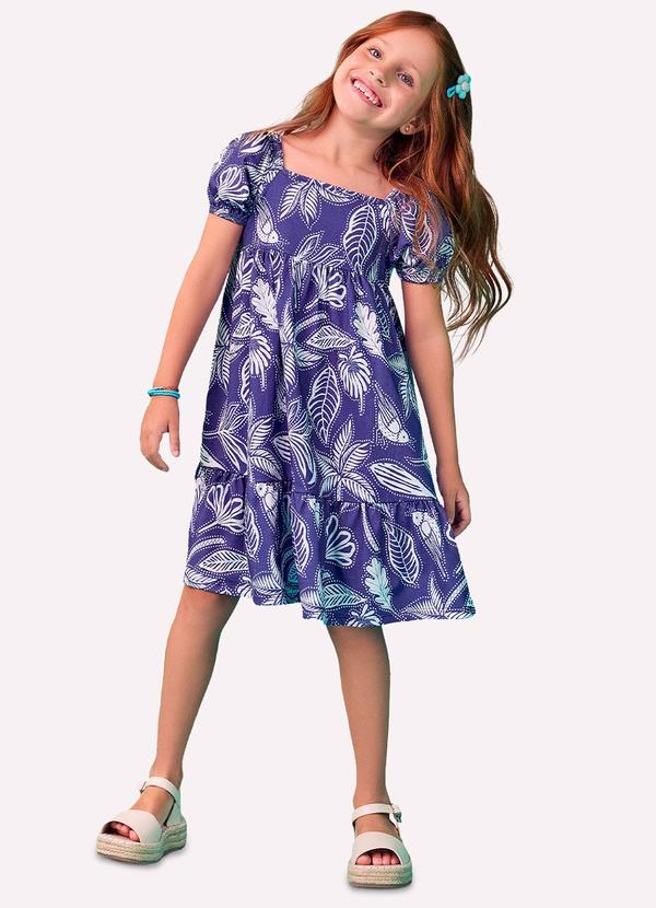 Vestido Infantil Menina Estampa Azul