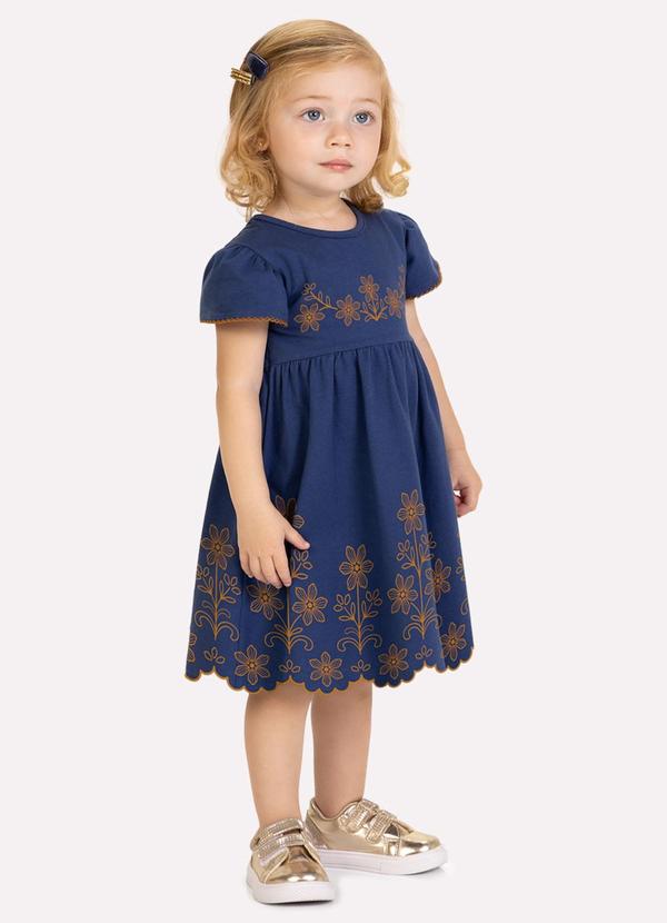 Vestido Infantil Menina Estampa Azul