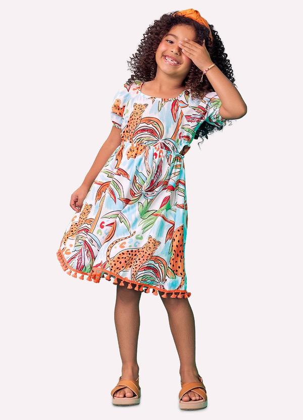 Vestido Infantil Menina Estampa Branco