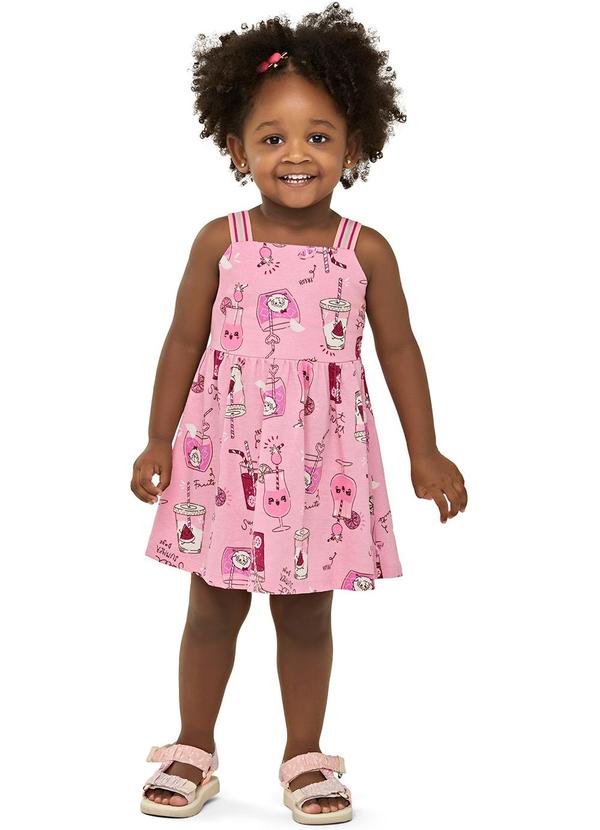 Vestido Infantil Menina Estampa Fresh Rosa