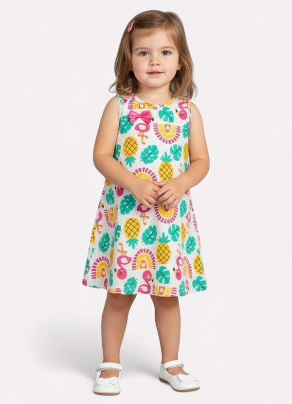 Vista 2 Vestido Infantil Menina Estampa Frutas Cinza Kyly Kyly