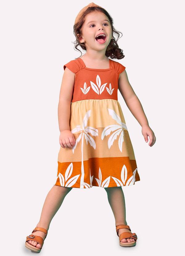 Vestido Infantil Menina Estampa Laranja