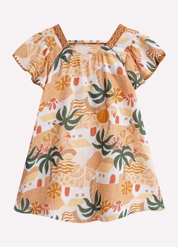 Vestido Infantil Menina Estampa Laranja