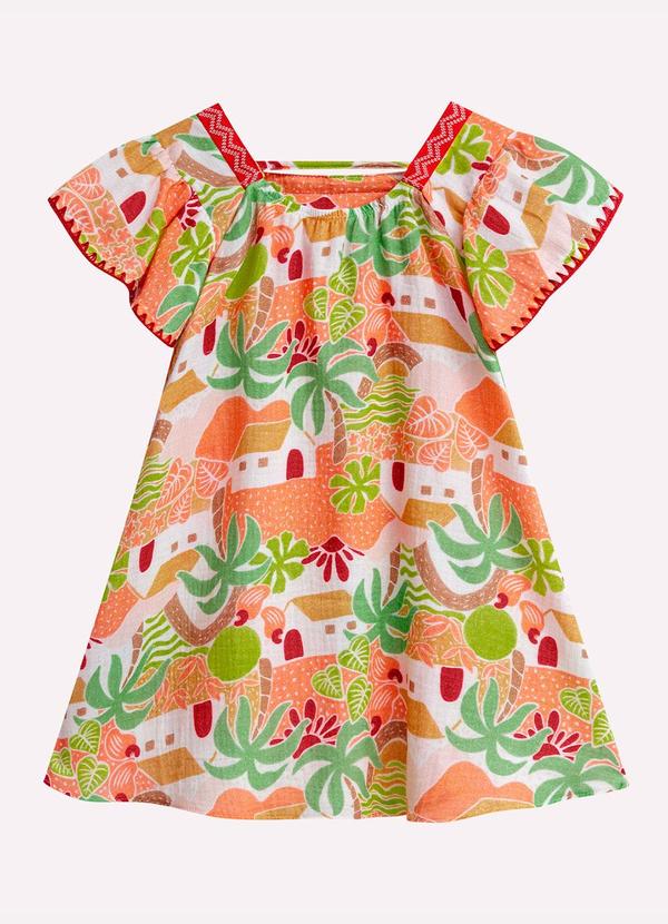 Vestido Infantil Menina Estampa Laranja