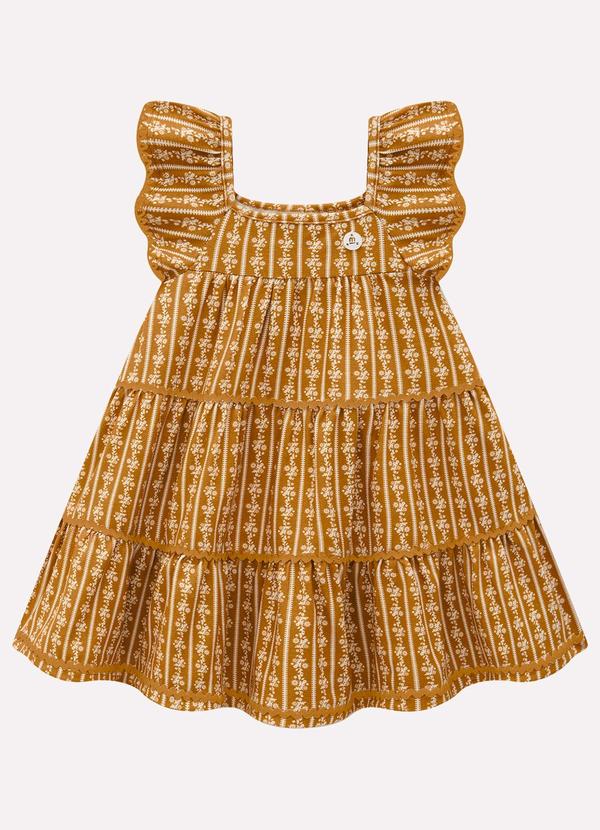 Vestido Infantil Menina Estampa Marrom