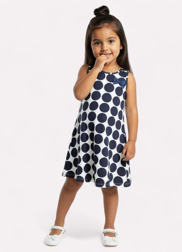 Vista 2 Vestido Infantil Menina Estampa Poá Branco Kyly Kyly
