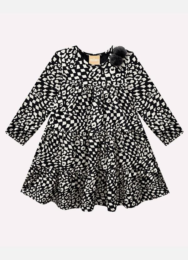 Vestido Infantil Menina Estampa Preto
