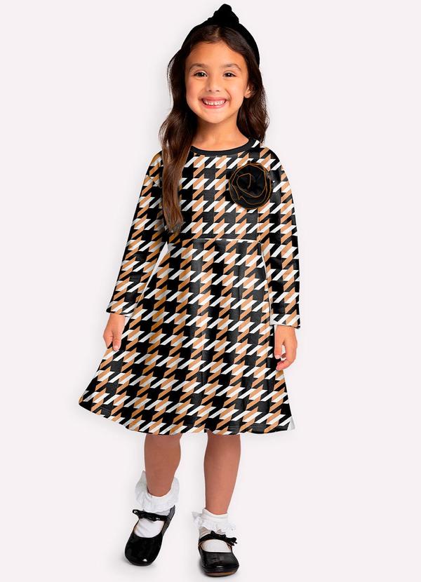 Vista 2 Vestido Infantil Menina Estampa Preto Milon Milon