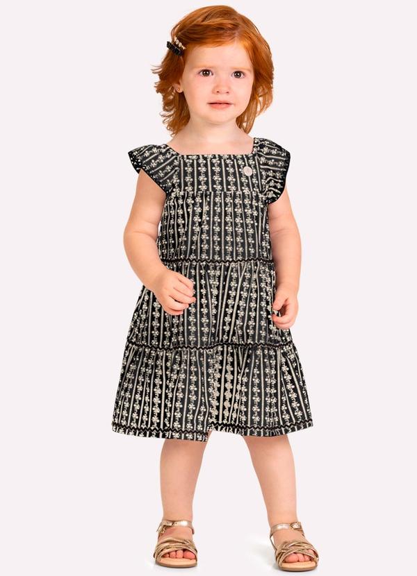 Vestido Infantil Menina Estampa Preto
