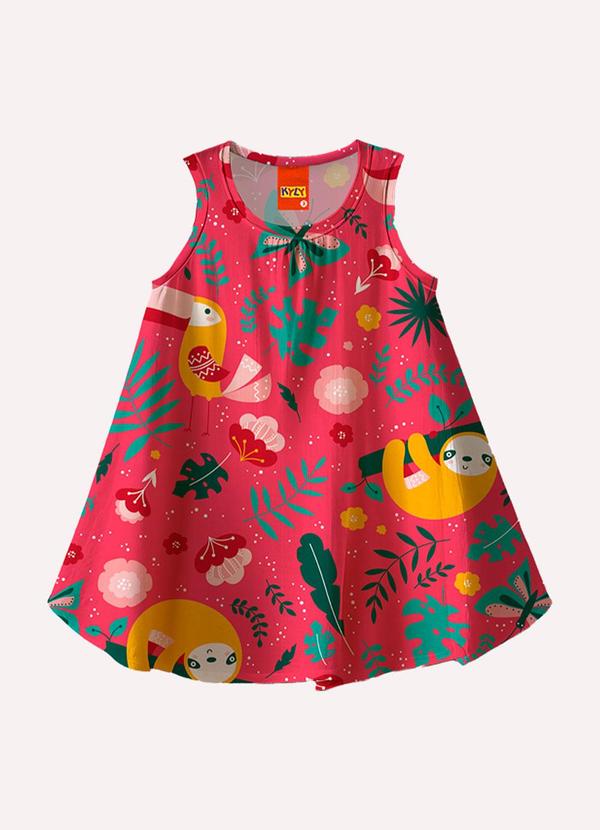 Vestido Infantil Menina Estampa Rosa