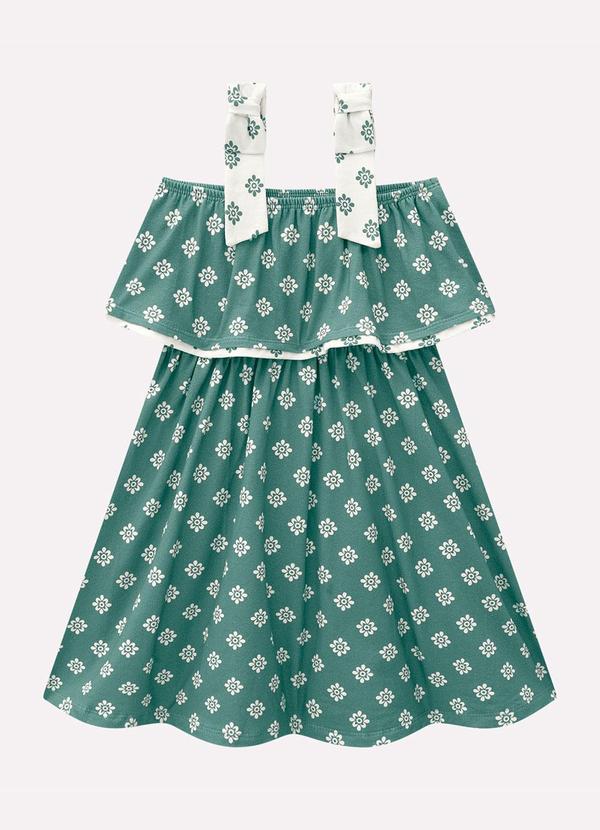 Vista 2 Vestido Infantil Menina Estampa Verde Milon Milon