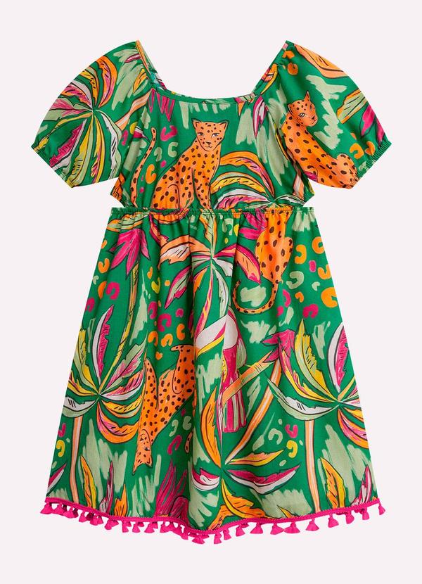 Vestido Infantil Menina Estampa Verde