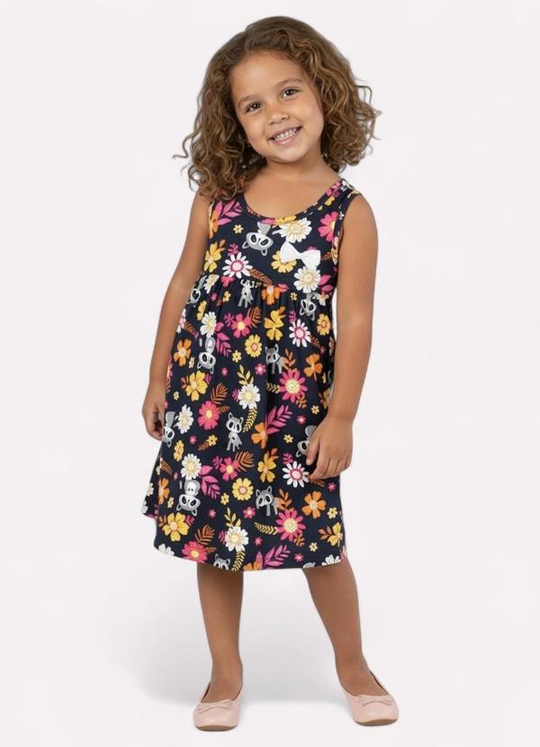 Vestido Infantil Menina Estampado Azul
