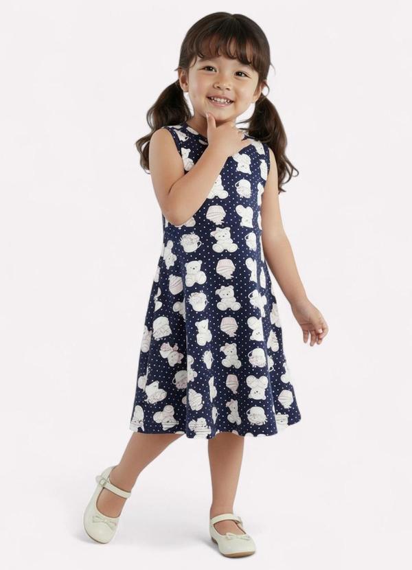Vestido Infantil Menina Estampado Azul