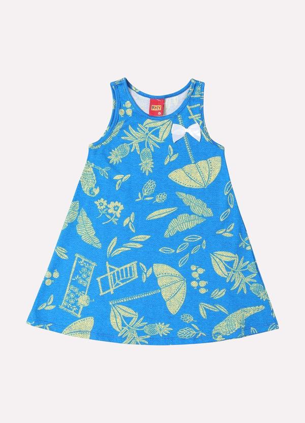 Vestido Infantil Menina Estampado Azul