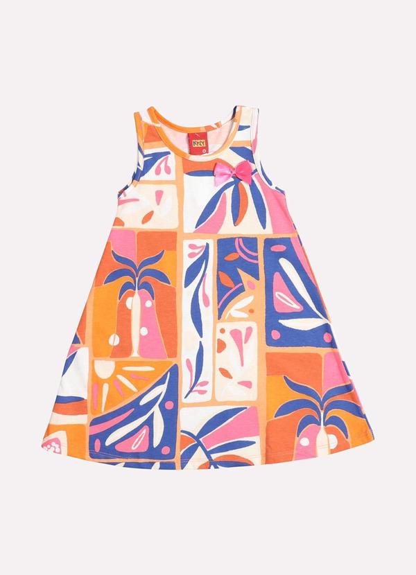 Vestido Infantil Menina Estampado Azul