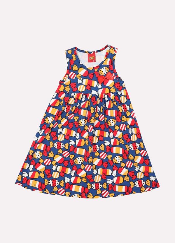 Vestido Infantil Menina Estampado Azul