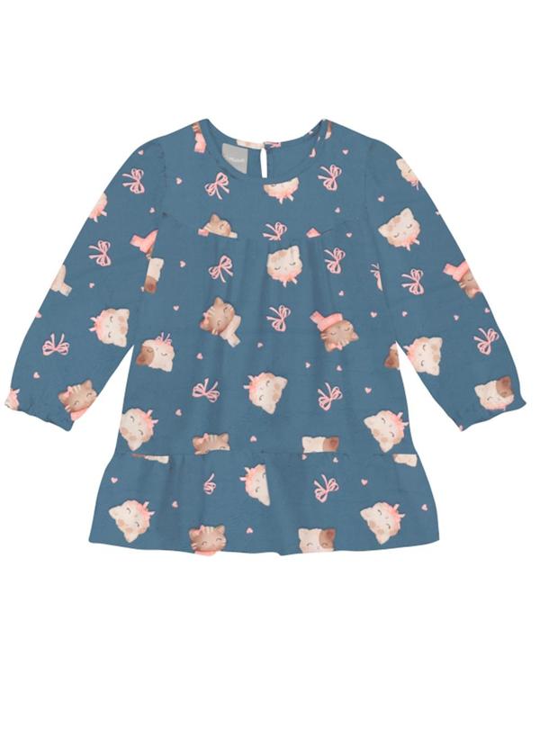 Vestido Infantil Menina Estampado Azul