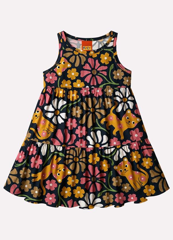 Vestido Infantil Menina Estampado Azul