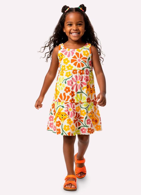 Vestido Infantil Menina Estampado Branco