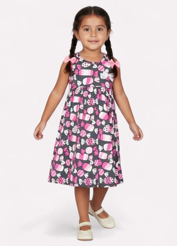 Vista 2 Vestido Infantil Menina Estampado Cinza Kyly Kyly