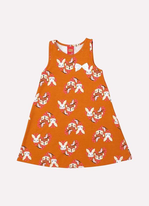 Vestido Infantil Menina Estampado Laranja