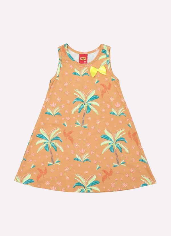 Vista 2 Vestido Infantil Menina Estampado Marrom Kyly Kyly