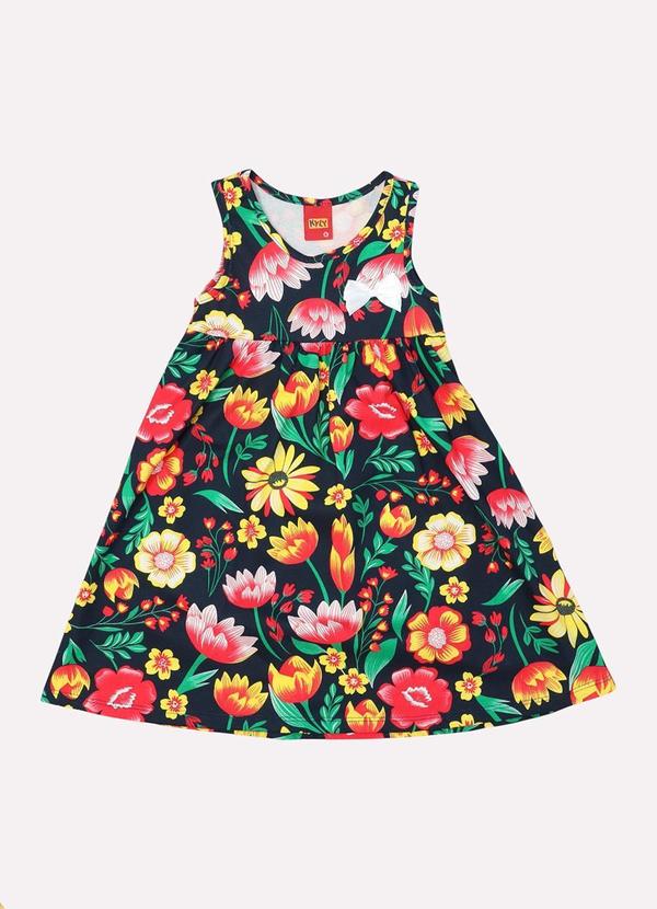 Vista 2 Vestido Infantil Menina Estampado Off White Kyly Kyly