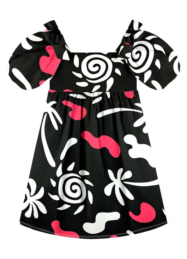 Vista 2 Vestido Infantil Menina Estampado Preto Nanai Nanai