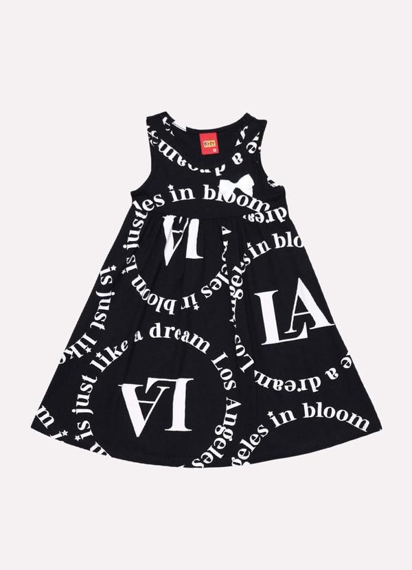 Vestido Infantil Menina Estampado Preto