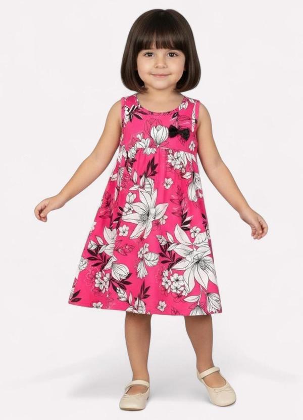 Vestido Infantil Menina Estampado Rosa