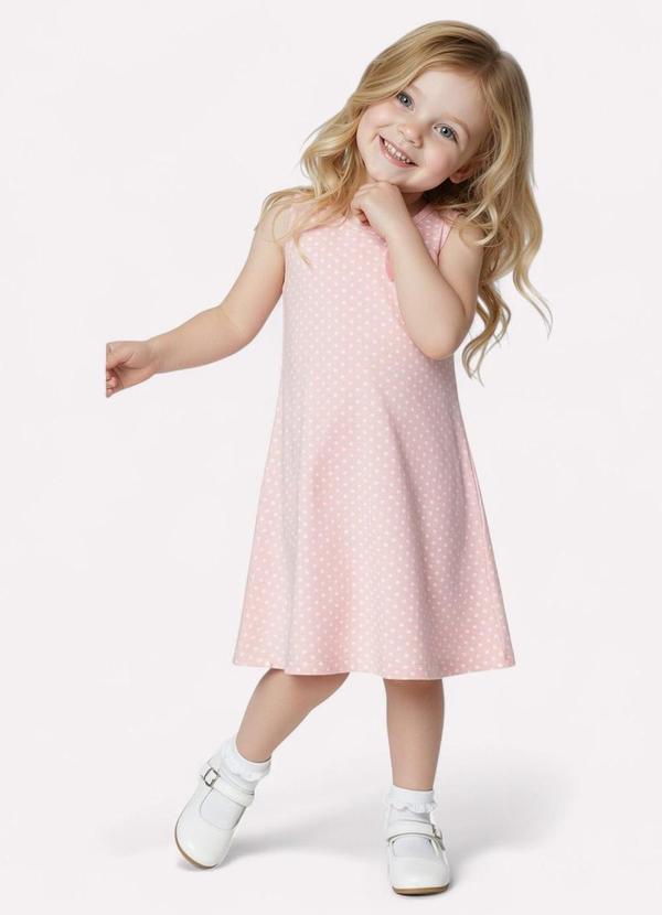 Vestido Infantil Menina Estampado Rosa