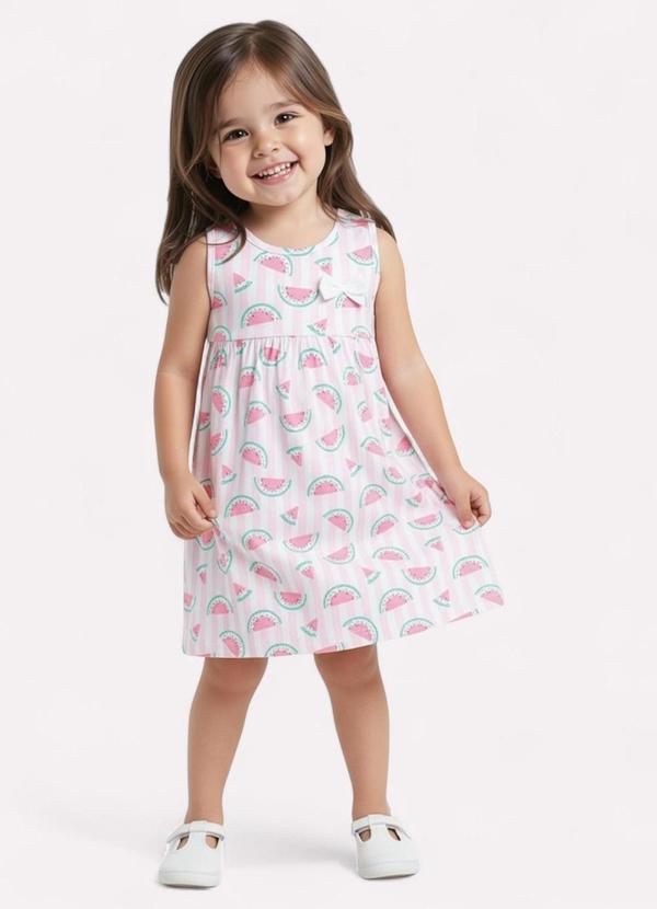 Vestido Infantil Menina Estampado Rosa