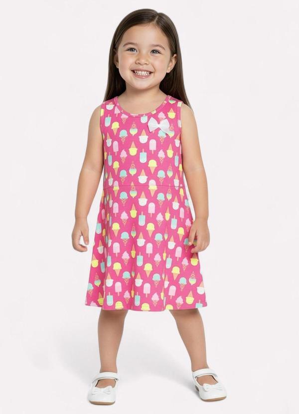 Vestido Infantil Menina Estampado Rosa