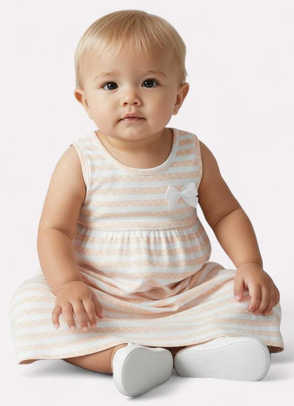 Vista 2 Vestido Infantil Menina Estampado Bege Elian Elian