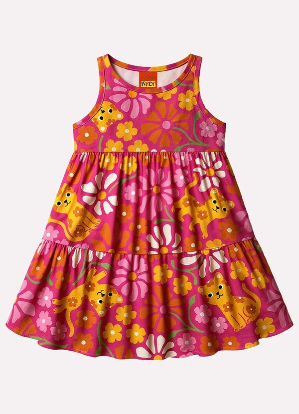 Vestido Infantil Menina Estampado Rosa
