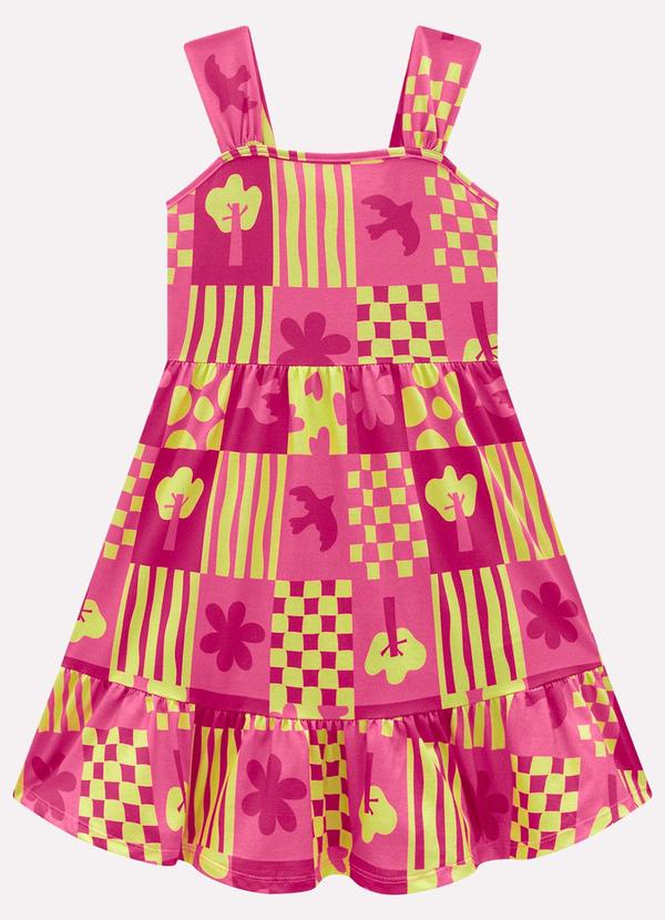 Vestido Infantil Menina Estampado Rosa