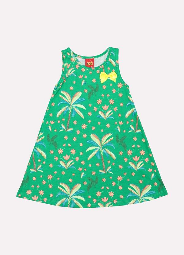 Vestido Infantil Menina Estampado Verde