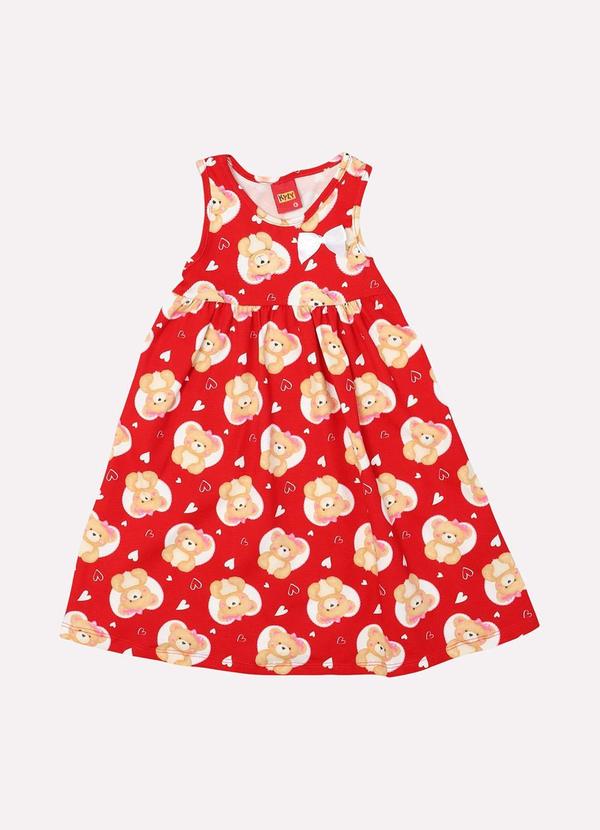 Vista 2 Vestido Infantil Menina Estampado Vermelho Kyly Kyly