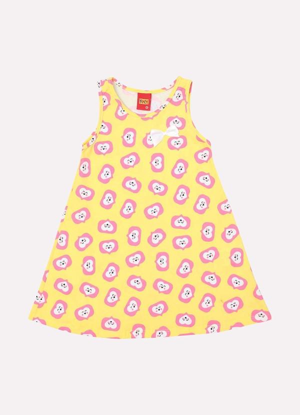 Vista 2 Vestido Infantil Menina Evasê Amarelo Kyly Kyly