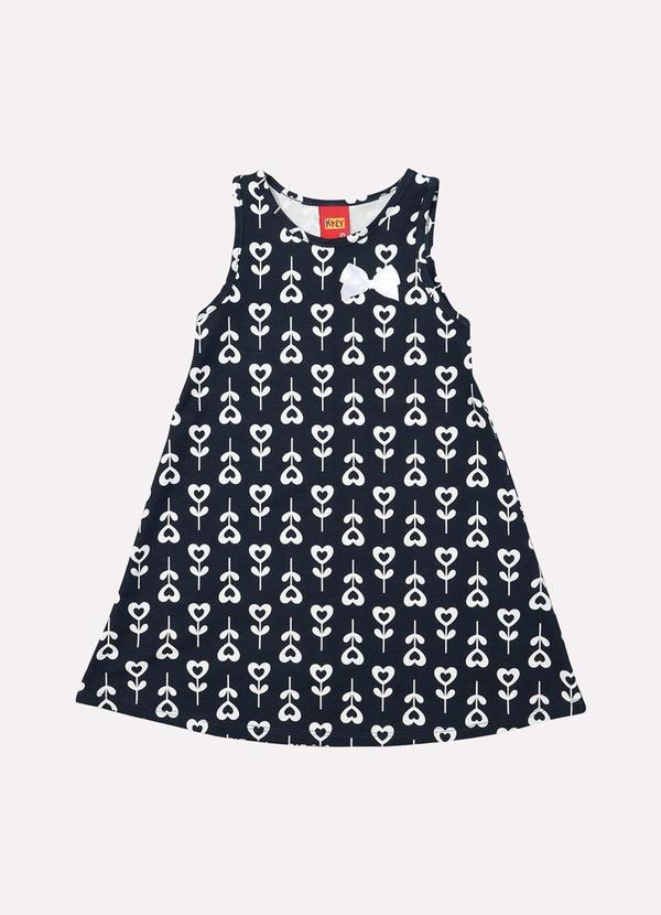 Vestido Infantil Menina Evasê Coração Azul