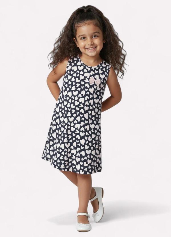 Vista 2 Vestido Infantil Menina Evasê Coração Rosa Kyly Kyly