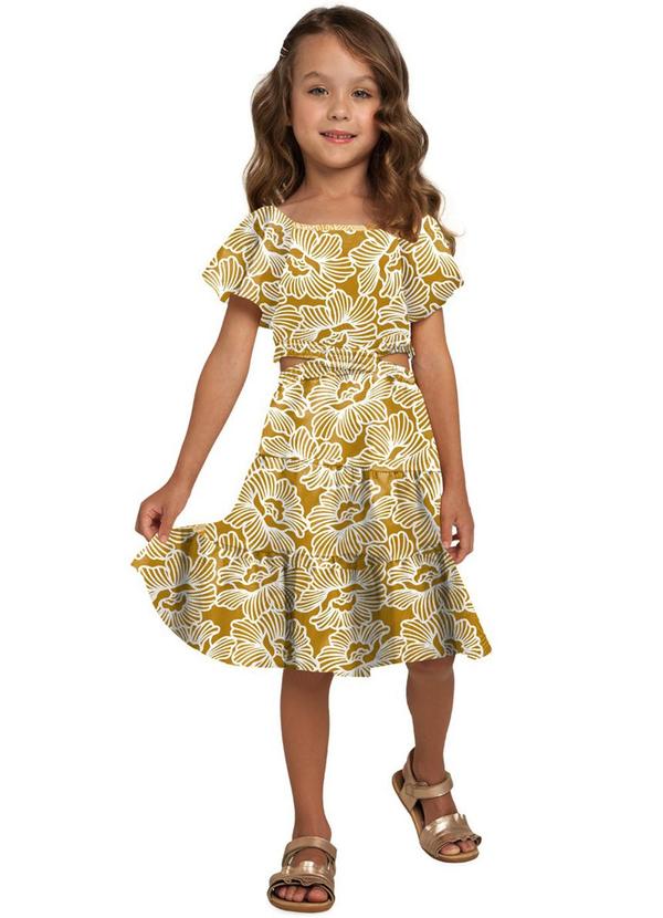 Vestido Infantil Menina Flor Amarelo