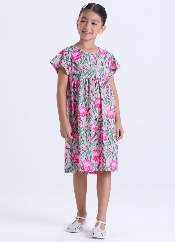 Vista 2 Vestido Infantil Menina Floral Babado Rosa VIDA COSTEIRA VIDA COSTEIRA