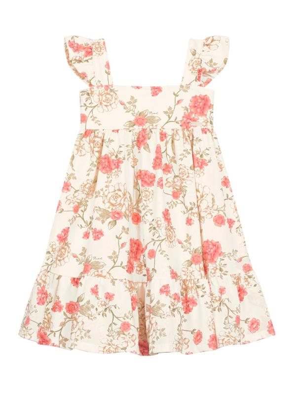 Vestido Infantil Menina Floral Bege